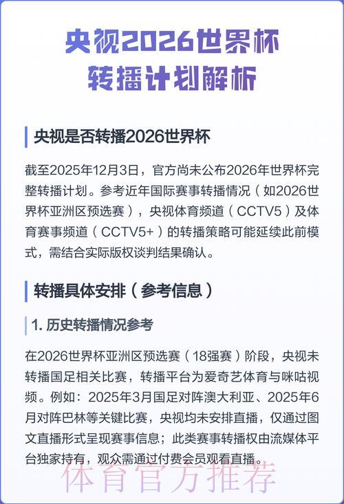 2026世界杯央视直播完整收看攻略 2026世界杯央视直播完整收看攻略